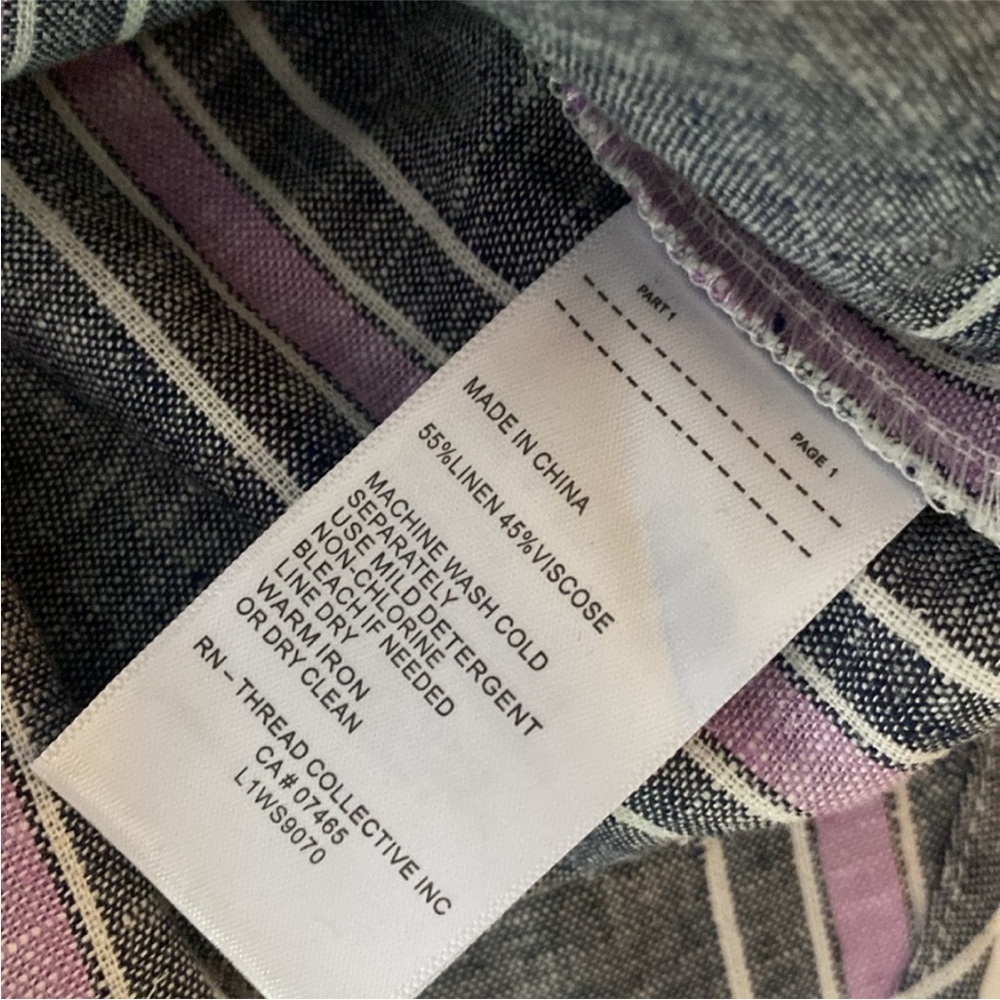 Laundry by Shelli Segal Linen Blend Shirt Top Gray Pink V Neck New size Small - Picture 11 of 11